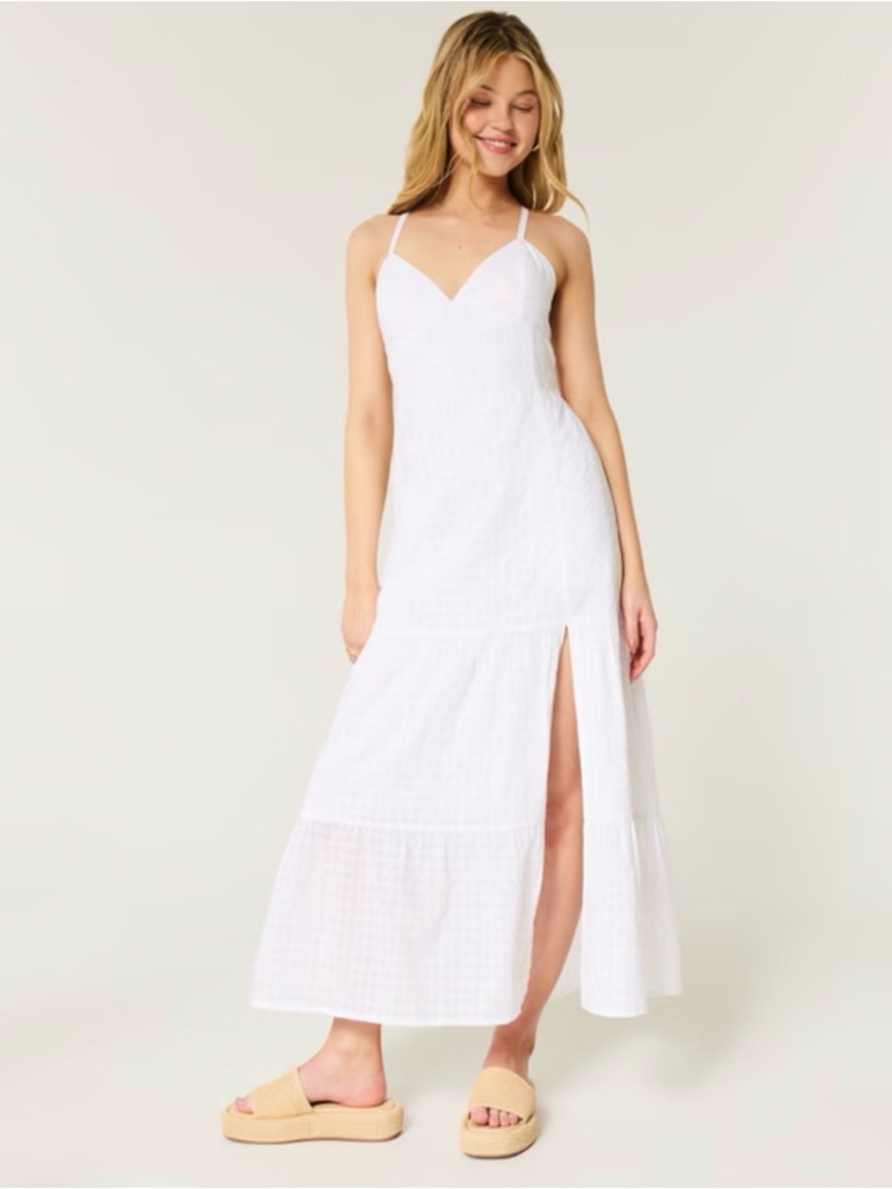 Open Back Maxi Dress (White)